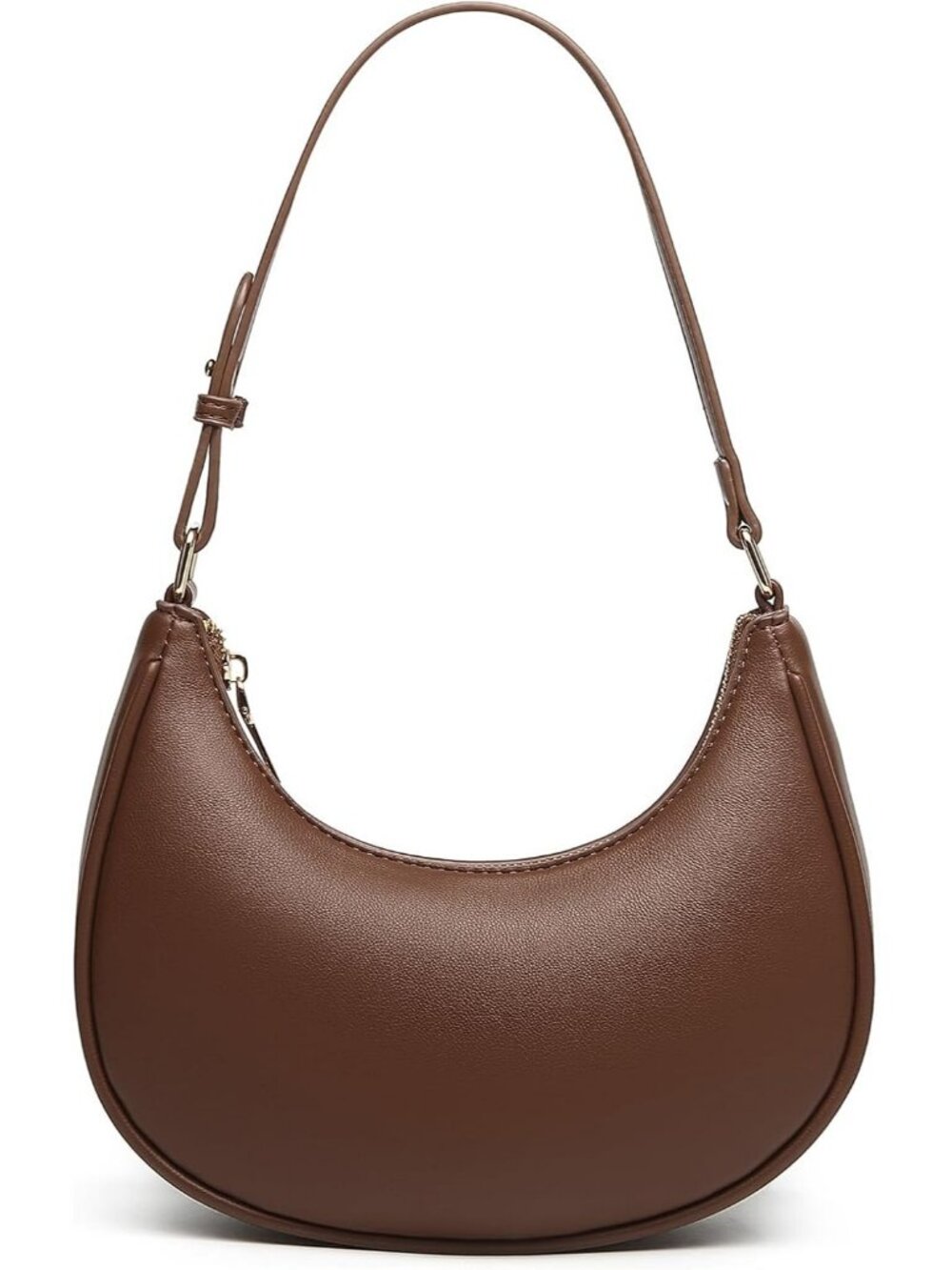 Women's Coffee Leather Retro Classic Clutch Shoulder Tote HandBag with Zipper